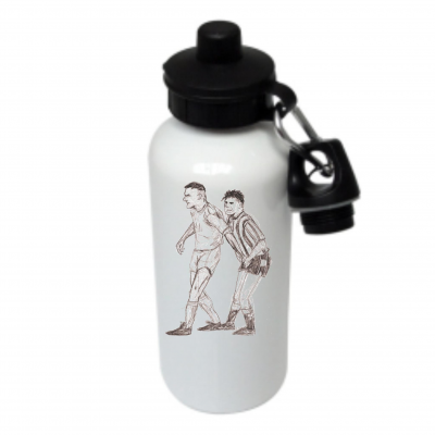 Football Icons Skribble Metal Water Bottle - Vinnie Jones & Gazza
